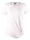 Lauren Ralph Lauren Womens Daharlyn Striped Side Tie T-Shirt White L