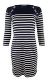 Lauren Ralph Lauren Women's Lace Up Shoulder Striped Dress NW XL