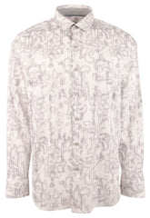 Tommy Bahama Erkek Lazlo Lux Slate Fronds Uzun Kollu Düğmeli Gömlek Orta