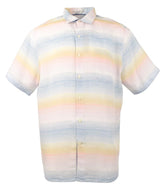 Tommy Bahama Men's Sand Linen Serape Stripe Short Sleeved Shirt LH Medium