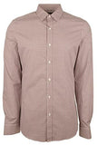 Men's Trim Fit Mini Check Long Sleeves Shirt-C-XX-Large Cordovan