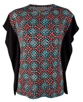 Michael Kors Women's Nui Tile Matte Jersey Rib Trim Top-TB-Small