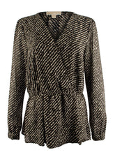 Michael Kors Women's Long Sleeved Striped Peplum Top CB S