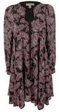 Michael Kors Women's Paisley Georgette Keyhole Neckline Dress Rp 12 Royal Pink