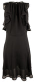 Michael Kors Women's Chain Trim Keyhole Neckline Halter Dress Blk X Small