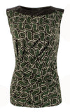Michael Kors Women's Faux Leather Yoke Printed Tank Top Shirt