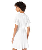 Michael Kors Women's Faux Eyelet Lace Up Front V Neck Dress