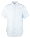 Southern Tide Erkek Trim Fit Dokuma Kısa Kollu Gömlek Orta Okyanus Mavisi