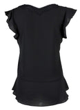 Michael Kors Women's Lace Trimmed V Neck Top BLK XS