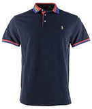Men's Slim Fit Mesh Polo Shirt-BLU-Large