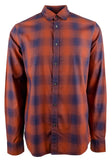 Michael Kors Mens Plaid Button Up Shirt, Orange, X-Large