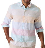 Tommy Bahama Long Sleeve Barbados Breeze Sail Stripe Linen Blend Camp Shirt