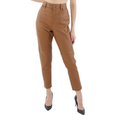 Lauren Ralph Lauren Womens Lambskin Leather Embossed Ankle Pants Brown 12