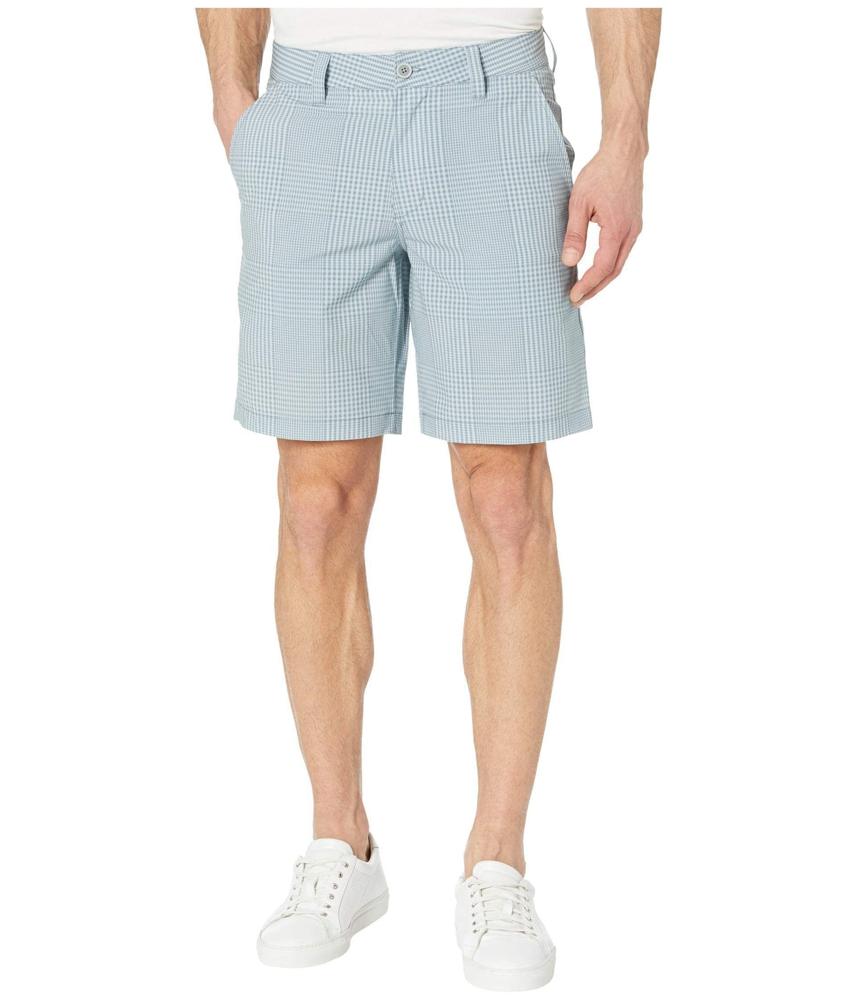 Southern Tide Men's T3 Gulf Gingham Print Flat Front Shorts Whale Grey 32