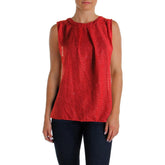 MICHAEL Michael Kors Womens Metallic Textured Pullover Top Red M
