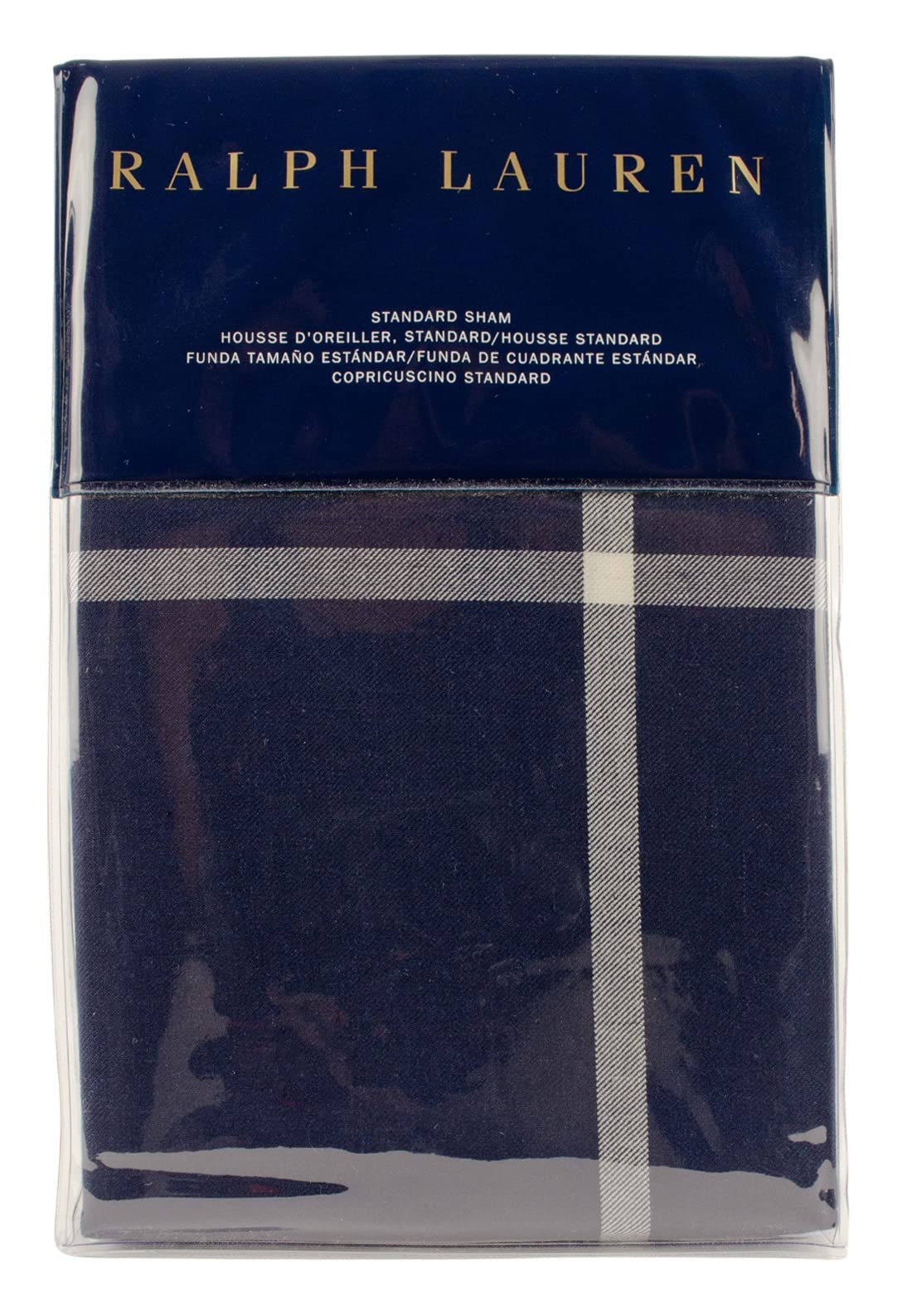 Ralph Lauren Home Modern Equestrian Windowpane Standard Sham 20x28 Inch Navy / Cream