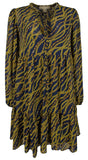 Women's Chain Print V Neck Dress MB X-Small