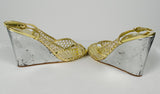 Customer Return Juicy Couture Acapulco Women's Gold Mesh Wedge Sandal Shoe-10M