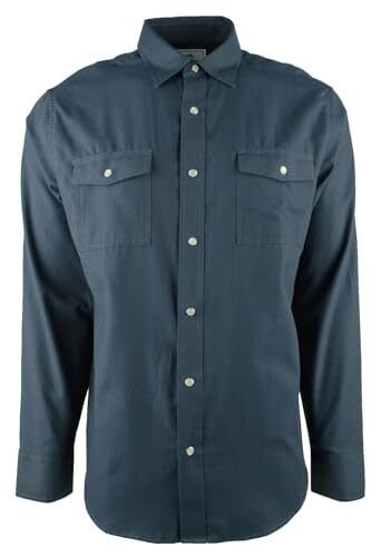 Camisa de trabajo clásica con botones para hombre, talla DDnm, talla grande, denim oscuro Camisa de trabajo clásica con botones para hombre, talla DDnm, talla grande, denim oscuro