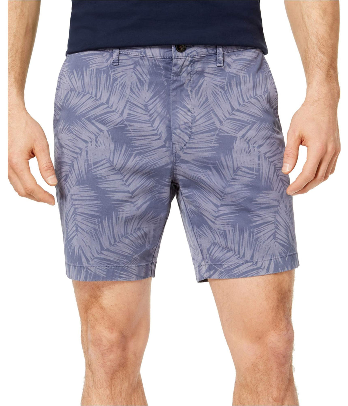 Michael Kors Mens Stretch Floral-Print Casual Walking Shorts, Blue, 30