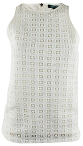 Women's Lace Front Sleeveless Blouse Tank Top-P-Large