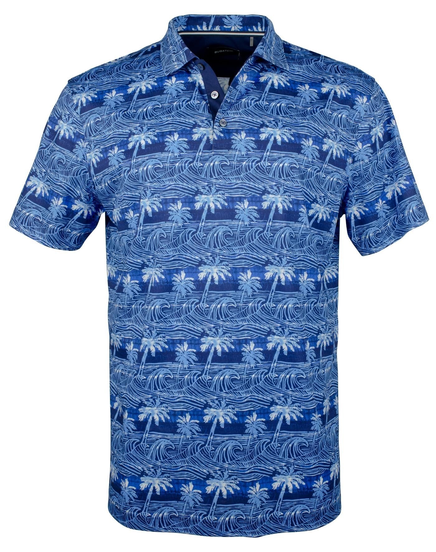 BUGATCHI Men's Hendrix Palms & Waves Print Polo Shirt Blu Small, Classic Blue BUGATCHI Men's Hendrix Palms & Waves Print Polo Shirt Blu Small, Classic Blue