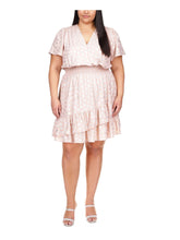 Michael Kors Women's Plus Size Faux Wrap Smocked Waist Dress