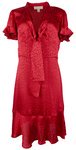 Michael Kors Women's Ruffled Sleeve Self Tie V-neck Fit Dress Crimson Red