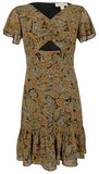 Women's Short Flutter Sleeve Tiered Ruffled Hem Fit and Flare Dress Sn 6