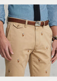 POLO RALPH LAUREN Pants Allover Polo Pony Embroidered Chino Pants Vintage Khaki (31W x 30L)