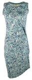 Michael Kors Women's Paisley Crew Neck Drape Sleeveless Dress Small Midnight Blue