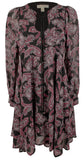 Michael Kors Women's Paisley Georgette Keyhole Neckline Dress Rp 6 Royal Pink