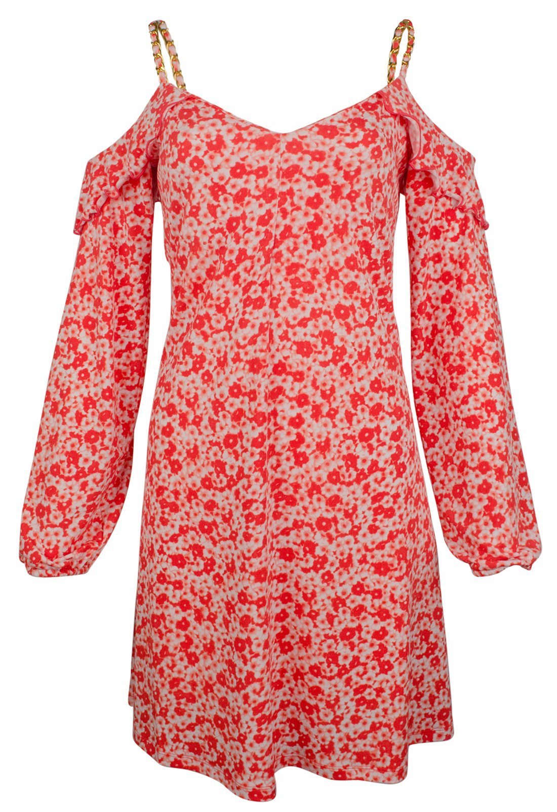 Michael Michael Kors womens Lydia Floral Print Cold Shoulder Chain Strap Dress