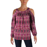 Ralph Lauren Womens Printed Knit Blouse, Purple, Large