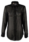 Michael Kors Women's Chiffon Chevron Patterned Shirt B XS