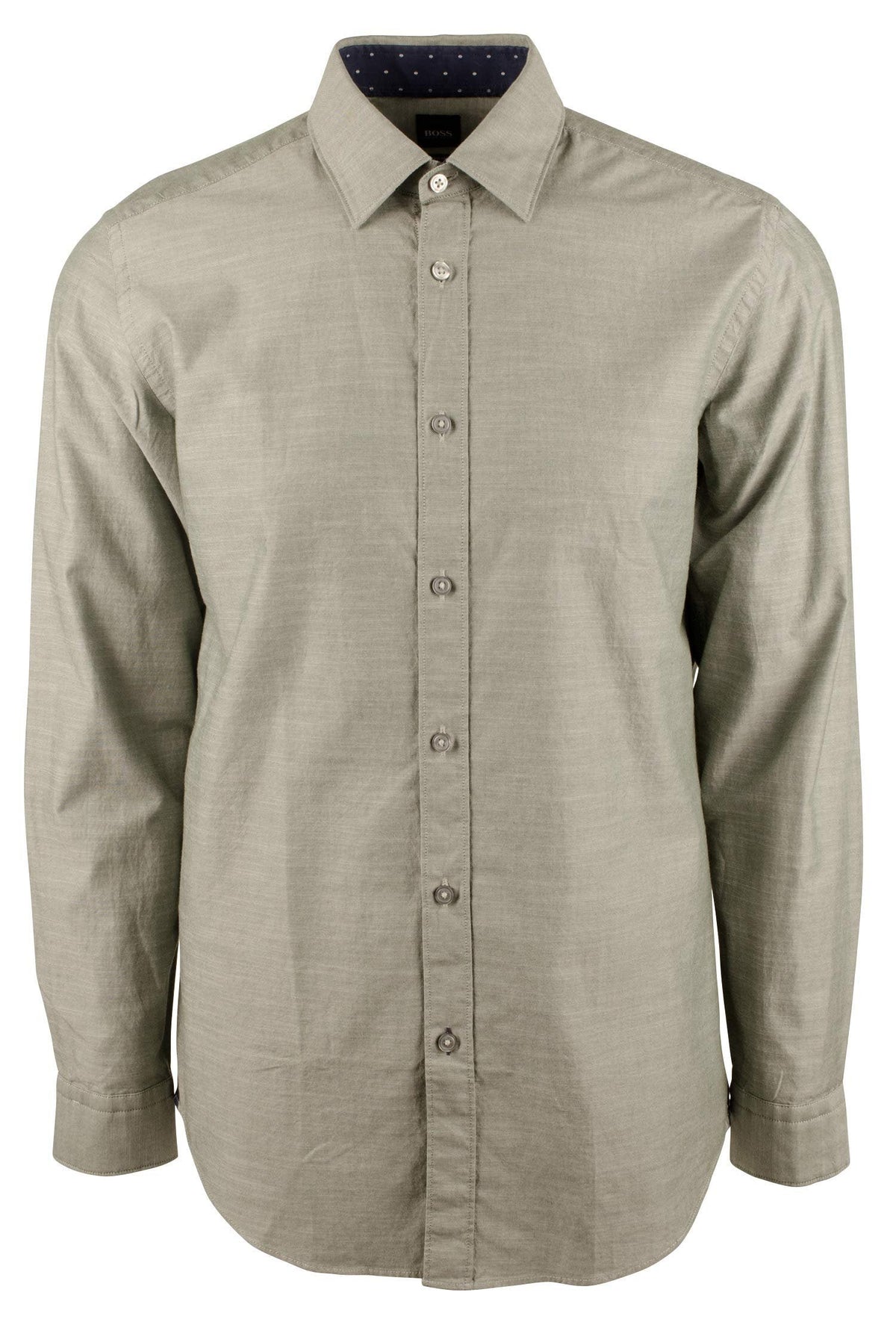 Hugo Boss Men's Lukas Regular Fit Stretch Long Sleeve Dress Shirt Open Green