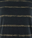 Tommy Bahama Ashby - Camiseta de manga 3/4 con rayas metalizadas para mujer, color negro, talla XL