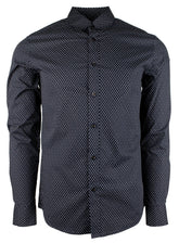 Michael Kors Men's Print Allover Stretch Slim Fit Long Sleeve Shirt Mdnt Small Midnight