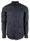Michael Kors Men's Print Allover Stretch Slim Fit Long Sleeve Shirt Mdnt Small Midnight