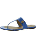 Tory Burch Womens Kira Leather Thong Flat Sandals Blue 6.5 Medium (B,M)