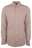 Men's Trim Fit Mini Check Long Sleeves Shirt-C-XX-Large Cordovan