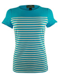 Lauren Ralph Lauren Active Women's Short Sleeve Striped Mesh Yoke Top