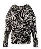 Women's Paisley Double Strap Cold Shoulder Shirt Top Black Multi