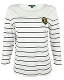Women's Petite Crest Striped Jersey Top-W-PXS White