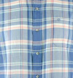 Men's Trim Fit Plaid Button Down Shirt-DB-S Dutch Blue