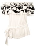 Lauren Ralph Lauren Women's Embroidered Jersey Off The Shoulder Blouse Top