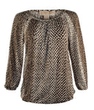 Women's Scoop Neck Printed 3/4 Sleeve Top