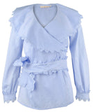 Camisa cruzada de algodón festoneada Tory Burch - WPM-8