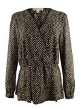Michael Kors Women's Long Sleeved Striped Peplum Top CB S