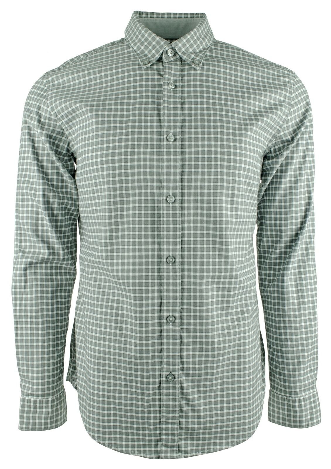 Hugo Boss Men's Rod Plaid Slim Fit Long Sleeve Button Down Shirt Open Grey